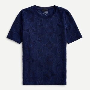 J.Crew Short Sleeve Crewneck Netted Stretch Lace Top